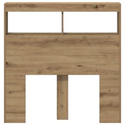 Berkfield Home Headboard Cabinet with LED Artisan Oak 100x17x102 cm in Brown - Size: 100 x 17 x 102 cm - thumbnail 7