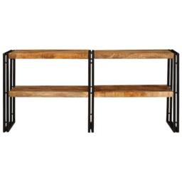 Berkfield Home Modern Console Table 160x33x75 cm Solid Rough Wood Mango in Brown - Size: 160 x 33 x 75 cm - thumbnail 1