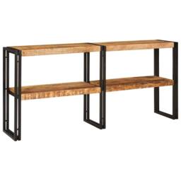 Berkfield Home Modern Console Table 160x33x75 cm Solid Rough Wood Mango in Brown - Size: 160 x 33 x 75 cm - thumbnail 2