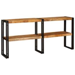 Berkfield Home Modern Console Table 160x33x75 cm Solid Rough Wood Mango in Brown - Size: 160 x 33 x 75 cm - thumbnail 5