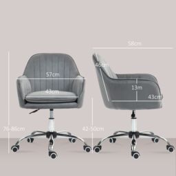 HOMCOM Office Chair, Swivel Desk Chair w/ Adjustable Height, Grey - thumbnail 3