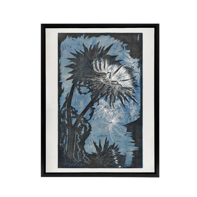 "Artery8 Artichoke Stylised Flower Bloom Reijer Stolk Framed Canvas Wall Art - Size: W12"" x H16""" - image 1