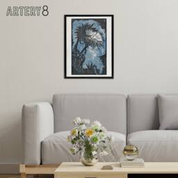 "Artery8 Artichoke Stylised Flower Bloom Reijer Stolk Framed Canvas Wall Art - Size: W12"" x H16""" - thumbnail 3