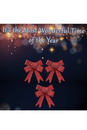 VFM e-Store Tinsel Bows x 3 Christmas Decoration X 3 10cm x 13cm x 3cm Red - Size: 10 cm x 13 cm x 3 cm - thumbnail 3