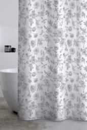 Catherine Lansfield 'Mirabelle Floral' Shower Curtain in Grey - Size: 180 cm width x 180 cm drop - thumbnail 1