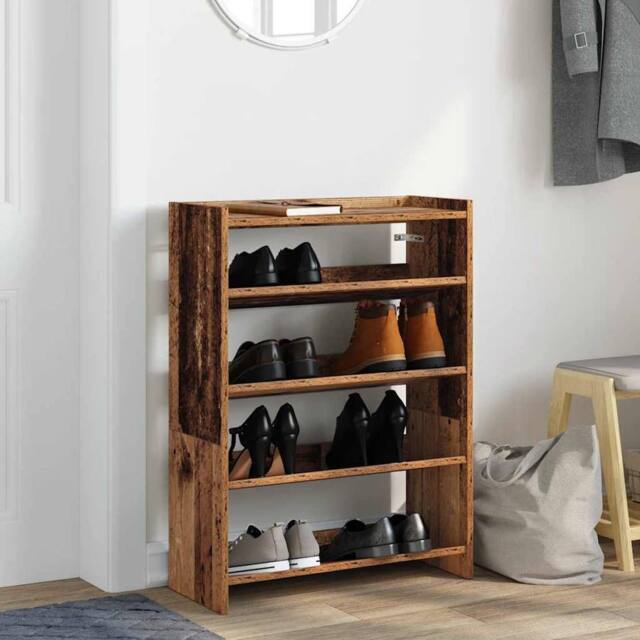 Berkfield Home Shoe Rack Old Wood 60x25x81 cm Engineered Wood in Brown - Size: 60 x 25 x 81 cm - image 1