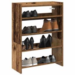 Berkfield Home Shoe Rack Old Wood 60x25x81 cm Engineered Wood in Brown - Size: 60 x 25 x 81 cm - thumbnail 2