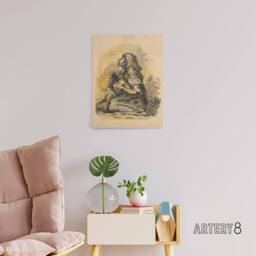 "Artery8 Gypsy & Lark Watercolour Kubincan Canvas Wall Art Print in Beige - Size: W18"" x H24""" - thumbnail 3