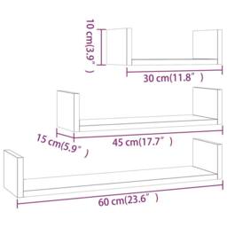 Berkfield Home Wall Display Shelves 3 pcs Grey Sonoma Engineered Wood - thumbnail 6