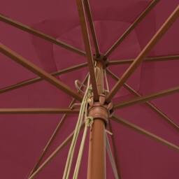 Berkfield Home Durable Garden Parasol with Wooden Pole Bordeaux Red 300x300x273 cm - Size: 300 x 300 x 273 cm - thumbnail 5