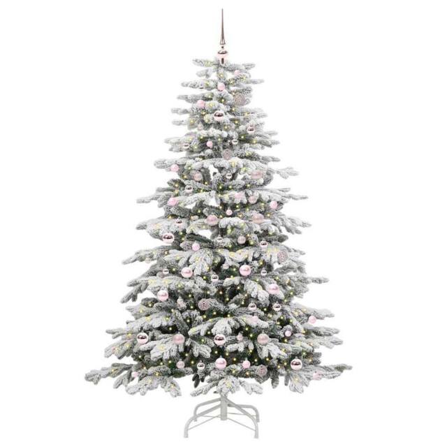 Berkfield Home Elegant Artificial Hinged Christmas Tree White 210 cm PE & PVC - image 1
