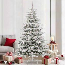 Berkfield Home Elegant Artificial Hinged Christmas Tree White 210 cm PE & PVC - thumbnail 2