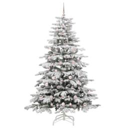 Berkfield Home Elegant Artificial Hinged Christmas Tree White 210 cm PE & PVC - thumbnail 4