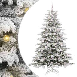 Berkfield Home Elegant Artificial Hinged Christmas Tree White 210 cm PE & PVC - thumbnail 3