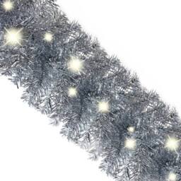 Berkfield Home Christmas Garland with LED Lights 10 m Silver - thumbnail 5