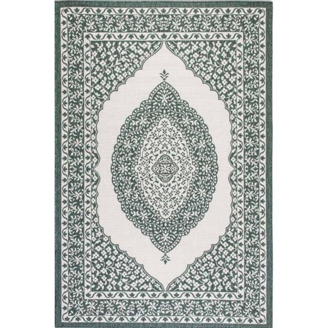 THE RUGS Gemini Reversible Indoor & Outdoor Rug Polypropylene Medallion Rug in Green - Size: 120 cm x 170 cm - image 1