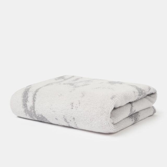 OHS 100% Cotton Marble 2 x Bath Towel Hotel Luxury Bath Soft Absorbent in Light Grey