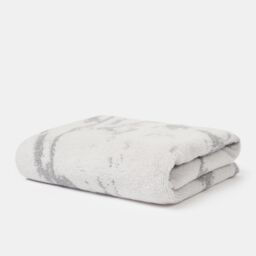 OHS 100% Cotton Marble 2 x Bath Towel Hotel Luxury Bath Soft Absorbent in Light Grey - thumbnail 1