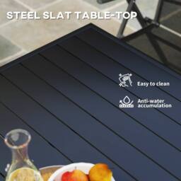 Wyld Haus Nanodor 80cm Square Black Outdoor Dining Table Slatted Steel Top for 4 - thumbnail 4