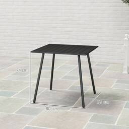 Wyld Haus Nanodor 80cm Square Black Outdoor Dining Table Slatted Steel Top for 4 - thumbnail 3