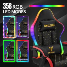 Gartistgo Gaming Chair with RGB Lights & Footrest, PU Leather in True Black - thumbnail 3