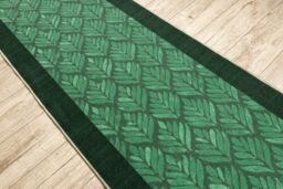 RugsX Anti-Slip Leaves Runner in Green - Size: 67 cm x 110 cm - thumbnail 4