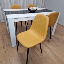 KOSY KOALA Dining Table Set White & Black Table With 4 Mustard Gem Chairs Dining Room Furniture in Brown - thumbnail 8