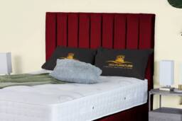 UK Bed Furniture Hamilton Divan Ottoman Storage Bed with End Lift & 54 Inch Headboard in Maroon - Size: Super King - thumbnail 3