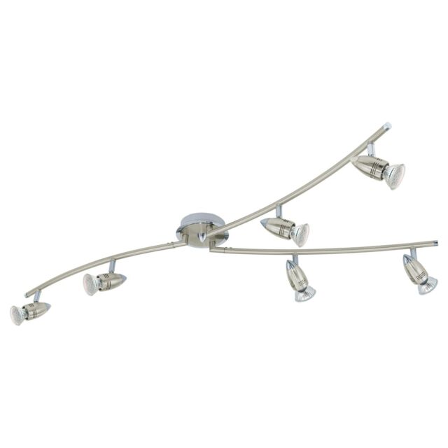 Loops Flush Ceiling Light Colour Satin Nickel Chrome Shade Bulb GU10 6x3W Included in Metallics - image 1