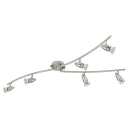 Loops Flush Ceiling Light Colour Satin Nickel Chrome Shade Bulb GU10 6x3W Included in Metallics
