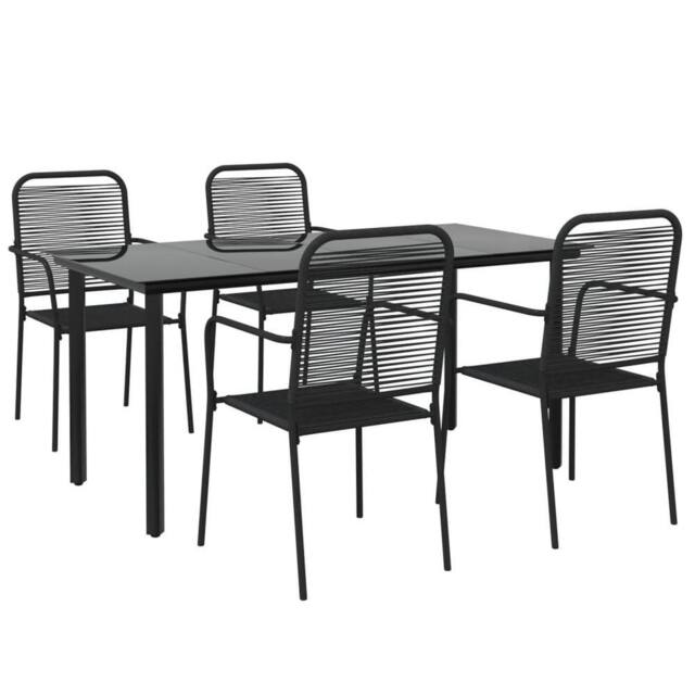Berkfield Home Elegant 5 Piece Garden Dining Set Black Cotton Rope & Steel - image 1