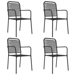 Berkfield Home Elegant 5 Piece Garden Dining Set Black Cotton Rope & Steel - thumbnail 4