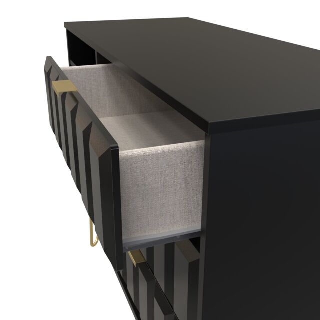 Ready Assembled 2 U Metro 3 Drawer TV Unit (Ready Assembled) in True Black - Size: Medium - image 1