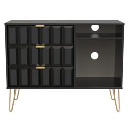 Ready Assembled 2 U Metro 3 Drawer TV Unit (Ready Assembled) in True Black - Size: Medium - thumbnail 2