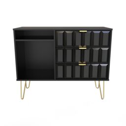 Ready Assembled 2 U Metro 3 Drawer TV Unit (Ready Assembled) in True Black - Size: Medium - thumbnail 6