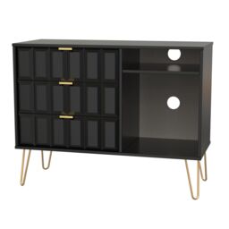 Ready Assembled 2 U Metro 3 Drawer TV Unit (Ready Assembled) in True Black - Size: Medium - thumbnail 8