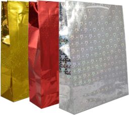 Shatchi Assorted Colours Holographic Gift Bags Small Size Christmas Birthday Wedding Favour Present Bags All Occasions 25 pcs - thumbnail 4
