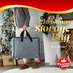 Christmas Village Premium Christmas Decoration Storage Bag - Grey - thumbnail 2