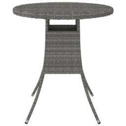 Berkfield Home Garden Table Grey 70x70x73 cm Poly Rattan - Size: 70 x 70 x 73 cm - thumbnail 2