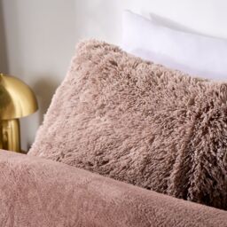 OHS Teddy Duvet Cover Set Bedding Soft Fleece Faux Fur Shaggy in Natural - Size: Single - thumbnail 3
