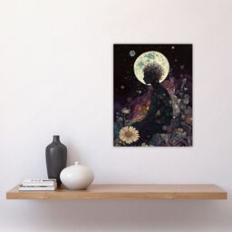 "Artery8 Flower Nymph Full Moon Portrait Concept Art Wall Art Print - Size: W12"" x H16""" - thumbnail 4