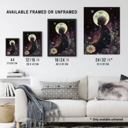 "Artery8 Flower Nymph Full Moon Portrait Concept Art Wall Art Print - Size: W12"" x H16""" - thumbnail 3