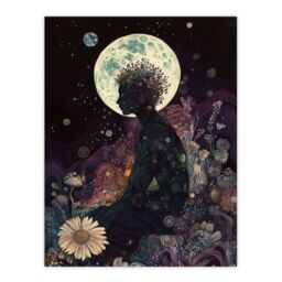 "Artery8 Flower Nymph Full Moon Portrait Concept Art Wall Art Print - Size: W12"" x H16""" - thumbnail 1