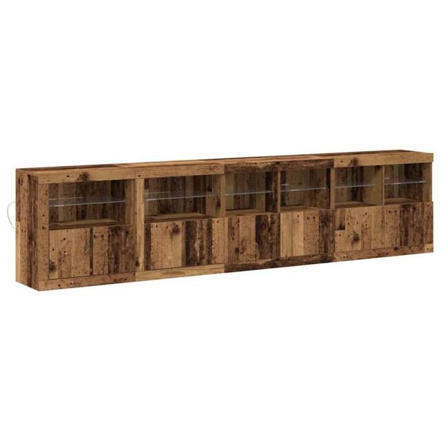 Berkfield Home Sideboard with LED Lights Old Wood 283x37x67 cm Engineered Wood in Brown - Size: 283 x 37 x 67 cm - image 1