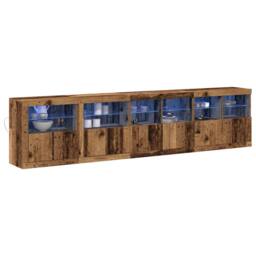 Berkfield Home Sideboard with LED Lights Old Wood 283x37x67 cm Engineered Wood in Brown - Size: 283 x 37 x 67 cm - thumbnail 3