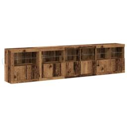 Berkfield Home Sideboard with LED Lights Old Wood 283x37x67 cm Engineered Wood in Brown - Size: 283 x 37 x 67 cm - thumbnail 1