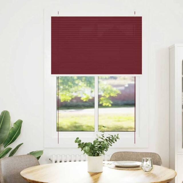 Berkfield Home Pleated Blind Bordeaux Red 90x100 cm Fabric Width 89.4 cm Polyester - image 1