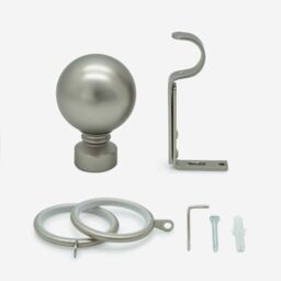 New Edge Blinds Brushed Steel 28mm Ball Fixed Length Metal Curtain Pole in Silver - Size: 180 cm - thumbnail 3