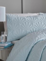 Serene 'Cavali' Pinsonic Microfibre Textured Warm Bedspread in Duck Egg Blue - thumbnail 2