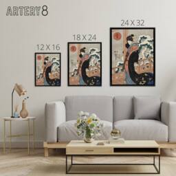 "Artery8 Beauty on Veranda Vintage Japan Ukiyo E Kuniyoshi Framed Canvas Art - Size: W12"" x H16""" - thumbnail 4